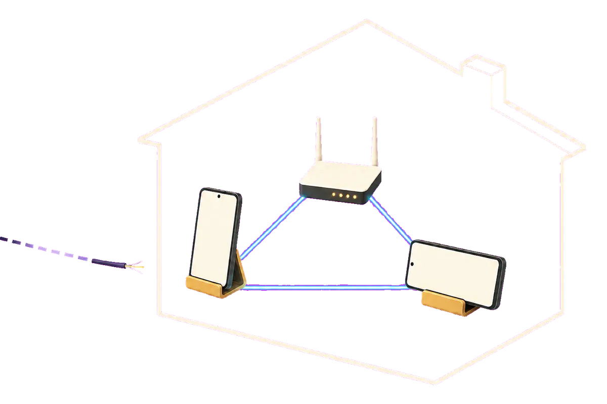 Два телефона соединены через домашний Wi-Fi без интернета